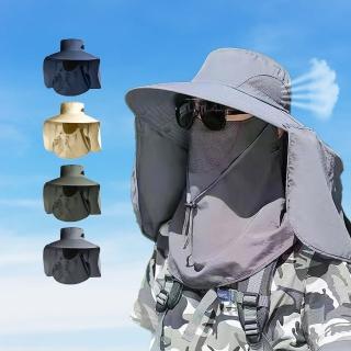 【Sumfun】父親節送禮 寬大帽檐透氣漁夫帽 可拆卸防曬面罩 護頸一體釣魚帽 防潑水 登山帽 遮陽帽 防曬帽