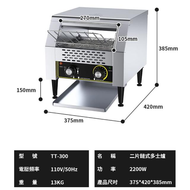 【tounichi 東日】商用鏈式多士爐自動早餐機烤麵包機吐司機(上下三環發熱管/耐高溫、耐腐蝕)