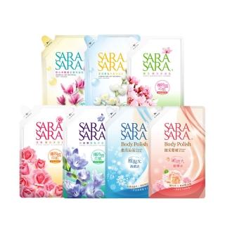 【SARA SARA 莎啦莎啦】沐浴乳補充包800gx6(新品-拋光沁涼/緊膚/小蒼蘭/櫻花/玫瑰/撩心木蘭香/茉莉 任選)