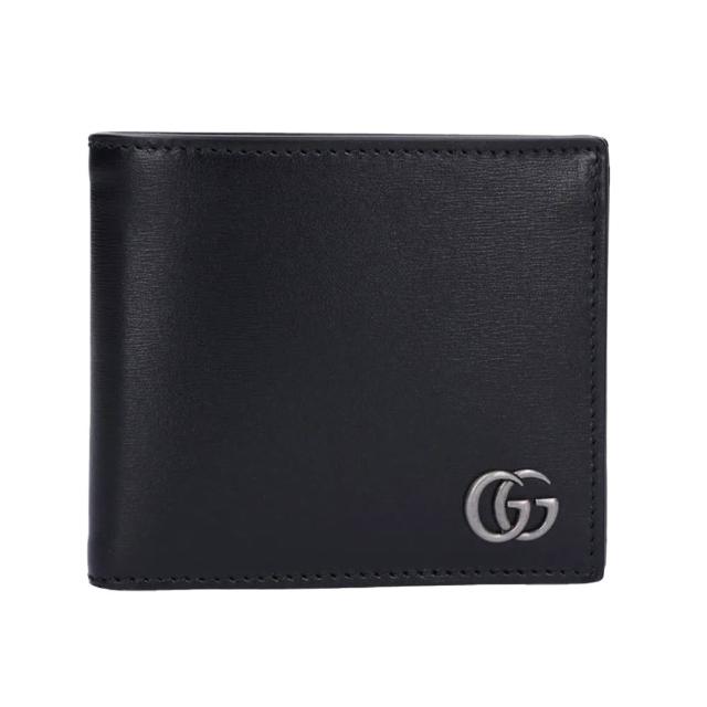 【GUCCI 古馳】473916/428726/825957 經典雙G LOGO牛皮壓紋對開8卡短夾(款式任選)