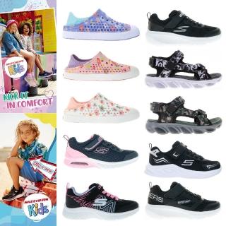 【SKECHERS】男女童鞋 輕量一字魔鬼氈 涼拖鞋 兩穿洞洞鞋(多款)