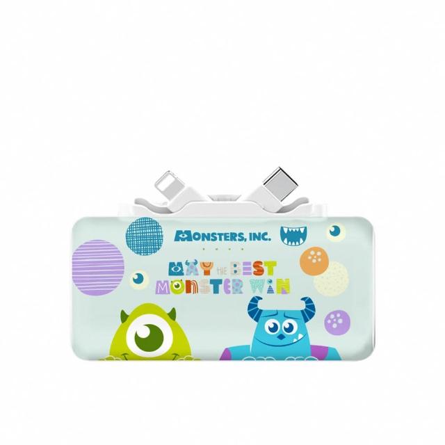 【Disney 迪士尼】雙頭直插式快充行動電源 5000mAh (三眼怪/維尼/毛怪/PDN-011)