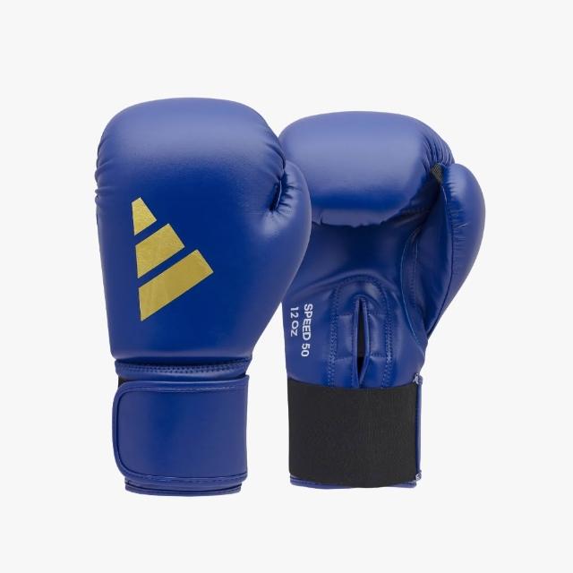 【adidas 愛迪達】SPEED 50 速度型耐擊打拳擊手套+快速手綁帶超值組(拳擊 泰拳 格鬥 搏擊 拳套 健身 有氧)