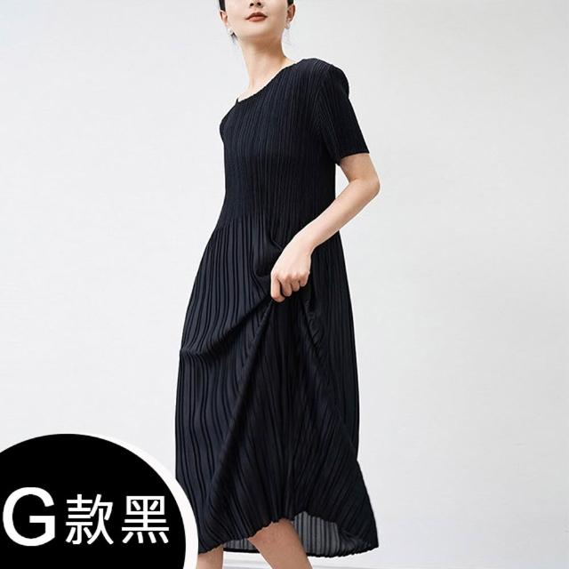 【K.W.】MOMO限定春夏季韓國三宅壓褶褶皺洋裝(壓褶/中大尺碼/修身/輕薄/小香風)