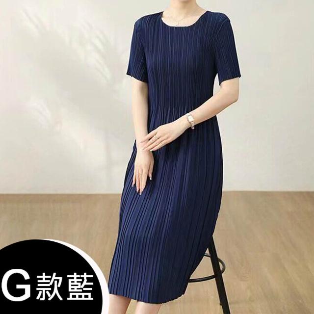 【K.W.】MOMO限定春夏季韓國三宅壓褶褶皺洋裝(壓褶/中大尺碼/修身/輕薄/小香風)