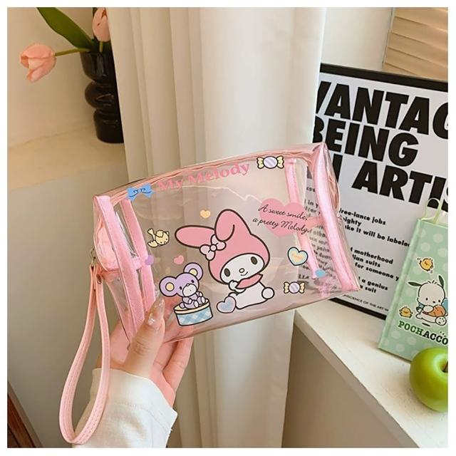 【SANRIO 三麗鷗】PVC可愛卡通印花造型盥洗收納包化妝包旅行隨身包-酷洛米/美樂蒂/帕洽狗/