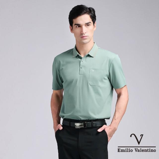 【Emilio Valentino 范倫鐵諾】男款polo衫 短袖口袋POLO衫/素色/涼感/男士/上衣/舒適/透氣/吸濕排汗(任選)