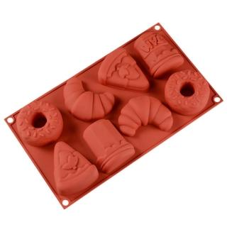 13832226 OL 【甜MI咪】8連造型甜甜圈矽膠模具(烘焙模具 DIY手作 易脫模 烤盤 蛋糕模 牛角麵包 烤箱 製冰盒 巧克力)