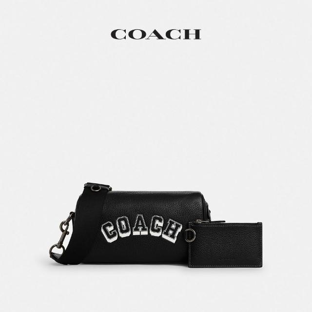 【COACH】蔻馳官方直營 AXEL 斜背包 側背包-黑色 粉筆白色(CAJ41)