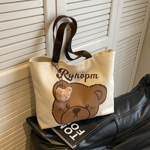 【米蘭精品】極速出貨 手提包帆布肩背包托特包側背包單肩包隨身女包(加厚刺繡字母4款74jn38)