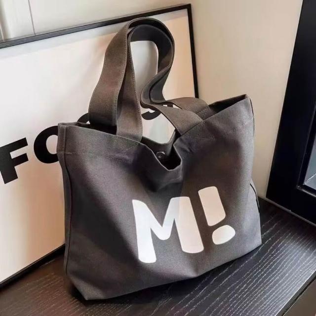 【米蘭精品】極速出貨 手提包帆布肩背包托特包側背包單肩包隨身女包(加厚刺繡字母4款74jn38)