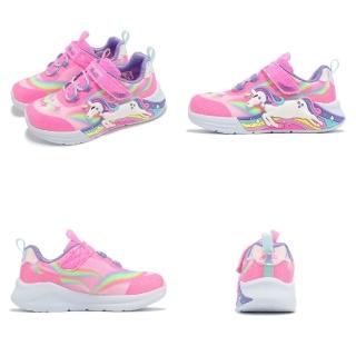 【SKECHERS】兒童燈鞋 S Lights-Unicorn Chaser 小童 粉 魔鬼氈 獨角獸 發光 閃燈 童鞋(302298-NPKMT)