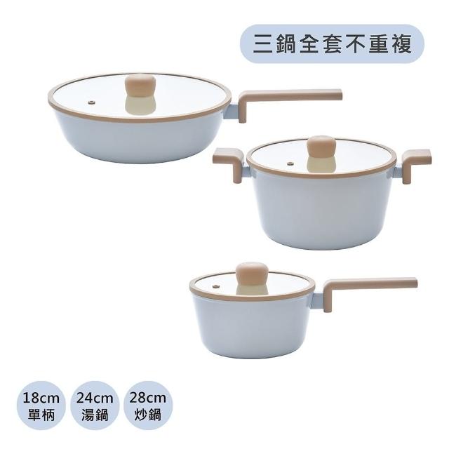 【NEOFLAM】NeoBear妞妞熊系列陶瓷塗層鍋具3鍋組(IH爐可用鍋/非鐵氟龍不沾塗層)