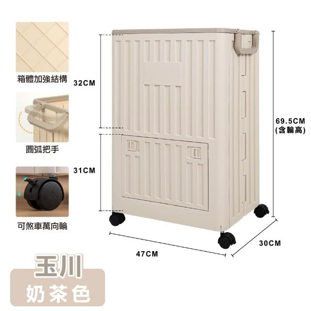 【ONE HOUSE】85L玉川大容量雙層附輪收納箱(收納箱/滾輪整理箱/儲物櫃/居家收納)