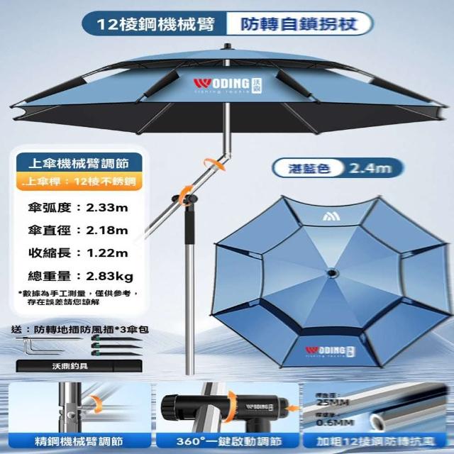 【w沃鼎旗艦店】8維大師機械臂拐杖 2.4米(雨傘 釣魚傘 釣傘 遮陽傘 折疊傘 戶外傘 防曬傘 預購15天)