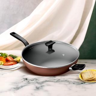 【Tefal 特福】momo獨家 Espresso醇火系列32CM不沾鍋炒鍋(加蓋)