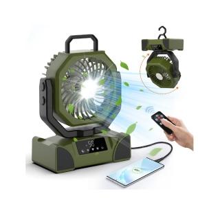 【May Shop】數位顯示戶外車泊風扇長續航充電帳篷照明野營釣魚風扇(大電量可5段調涼風扇燈)