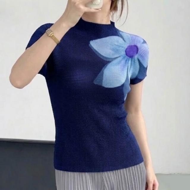 【巴黎精品】三宅風皺褶衣服套裝女上衣長裙高級摺衣彈力女裝顯瘦折衣大碼(T恤印花短袖3色k1ab29)