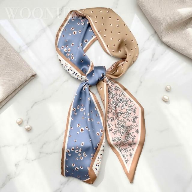 【WOONUE】春夏氣質絲綢質感長絲巾領巾圍巾飄帶綁巾髮帶(送禮母親節老婆媽媽女友閨蜜朋友姐妹禮物)
