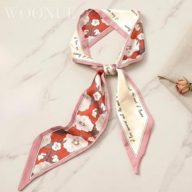【WOONUE】春夏氣質絲綢質感長絲巾領巾圍巾飄帶綁巾髮帶(送禮母親節老婆媽媽女友閨蜜朋友姐妹禮物)