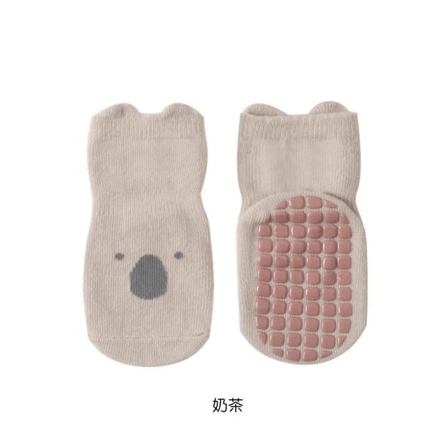 【橘魔法】大地色系動物表情地板襪(防滑膠點 止滑  襪子 室內襪 兒童 童襪鞋 男童 女童 兒童 童襪 童裝)