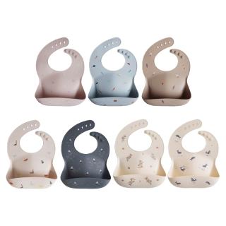 【Mushie 官方直營】矽膠立體圍兜/花樣款(多款任選)