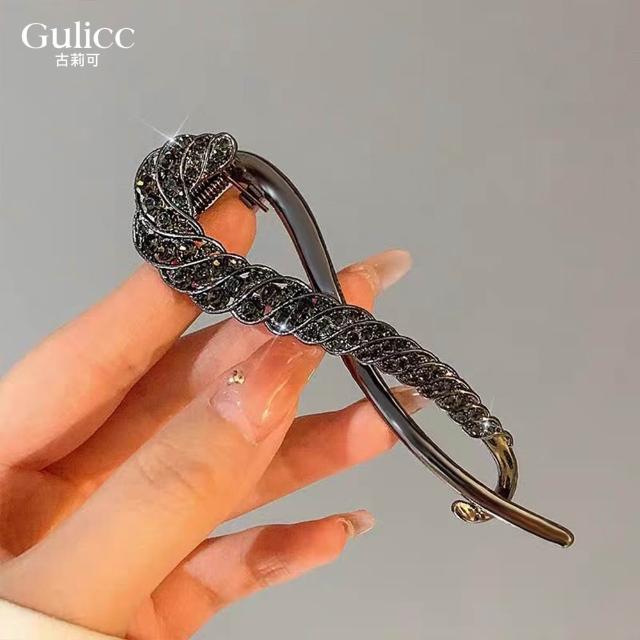 【Gulicc 古莉可】髮夾 閃鑽輕奢 扭扭夾(雙11 生日 髮飾 頭飾 鯊魚夾 抓夾 禮物)