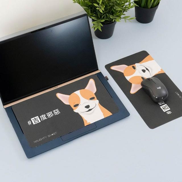 【頑皮鬼】多功能清潔布滑鼠墊-吉度邪惡｜夾入筆電隨身攜帶(滑鼠墊、清潔布｜一次擁有｜三合一鼠墊)