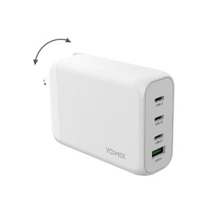 【YOMIX 優迷】130W GaN-X4 type-C/USB-A PD/QC四孔快充充電器(贈100W充電線/支援i18快充/充電頭/豆腐頭)