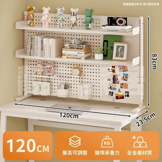 【靚白家居】全碳鋼 洞洞板桌上書架 120CM 螢幕收納架 (寬120 x 高83 x 深 24公分)