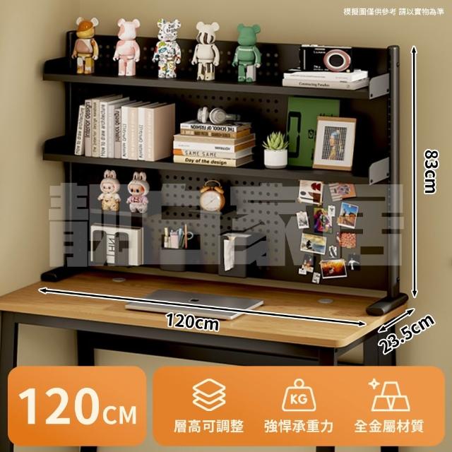 【靚白家居】全碳鋼 洞洞板桌上書架 120CM 螢幕收納架 (寬120 x 高83 x 深 24公分)