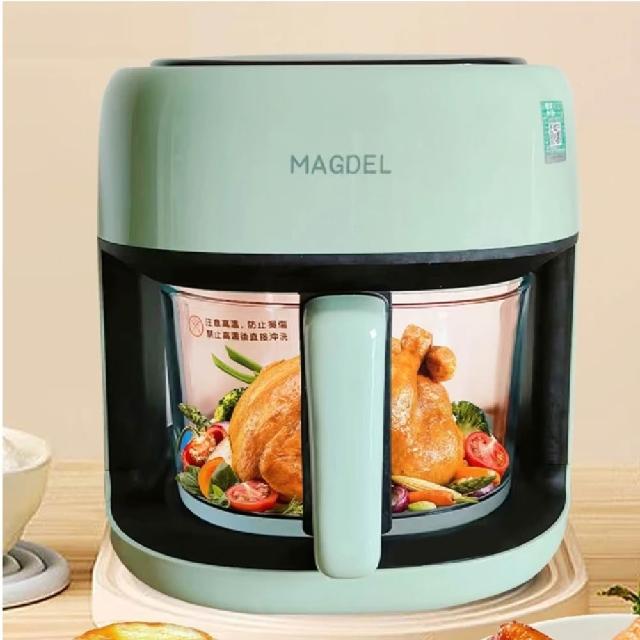 【MAGDEL】台灣合格認證 全景可視 智能玻璃氣炸鍋(智能氣炸鍋 智能空氣炸鍋 電炸鍋)