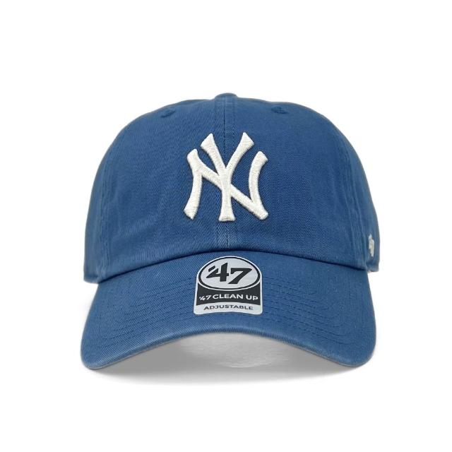 【47brand】CLEAN UP 紐約洋基鴨舌帽 經典MLB男女棒球帽 水洗款金屬環扣老帽 軟頂剌繡大標NY彎帽