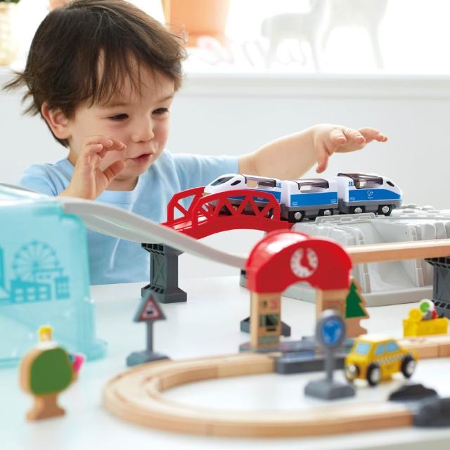 【Hape】超人氣經典軌道組5款任選(軌道車/火車/汽車/軌道遊戲/家家酒/玩具車)