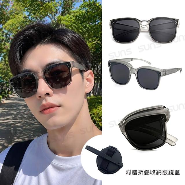 【SUNS】外掛式折疊墨鏡 時尚大框ins偏光套鏡 抗UV400 包覆式太陽眼鏡(防眩光/遮陽/眼鏡族首選)