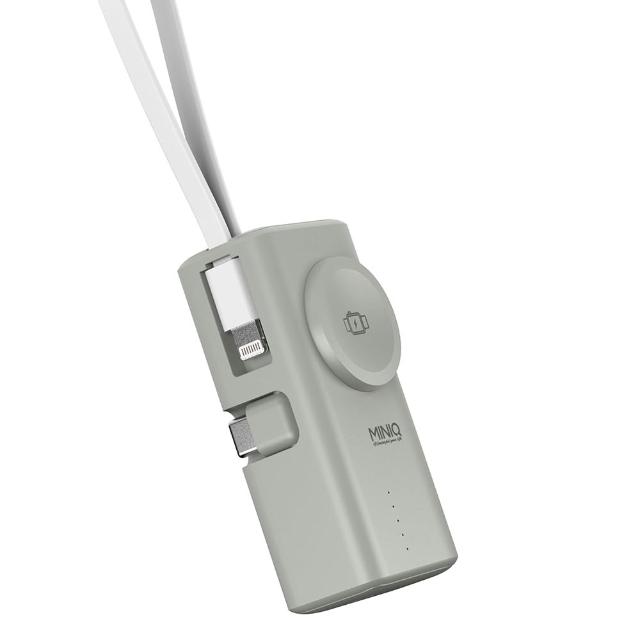 【MINIQ】台灣製造 5000mAh Type-C多功能膠囊快充行動電源(自帶Lightning快充線)