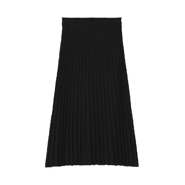 【MUJI 無印良品】女萊賽爾寬襬裙(黑色/煙燻棕)