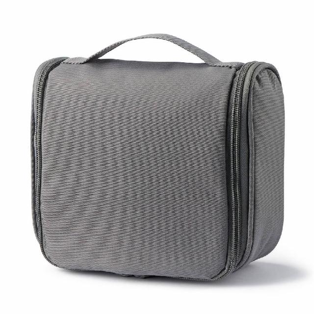 【MUJI 無印良品】聚酯纖維吊掛盒型收納包/灰白 約16x19x6cm