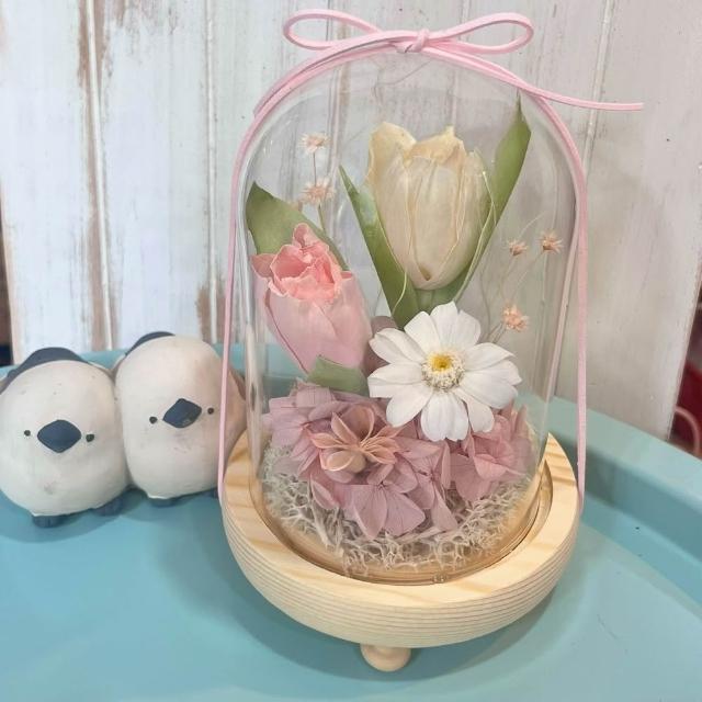 【OSTARA FLORIST 奧斯塔拉花藝】鬱金香的呢喃~永生花玻璃罩盅(情人節、慶祝、花禮、節日送禮、擺飾)