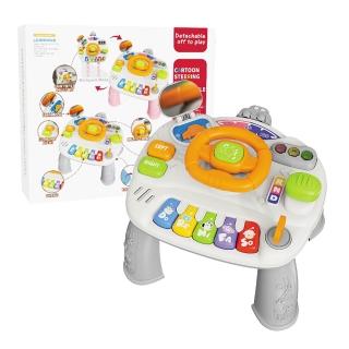 【Playful Toys 頑玩具】方向盤遊戲桌(1歲 可綁帶 聲光 益智 方向盤玩具 嬰兒玩具)