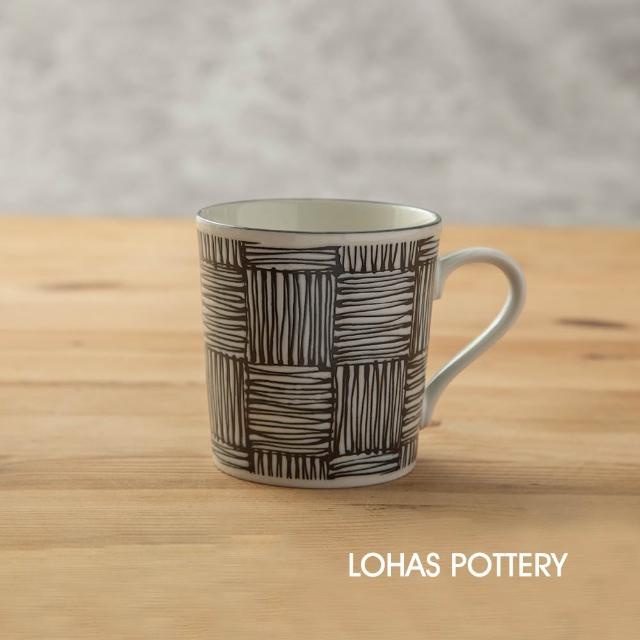【LohasPottery 陸寶】日本製 美濃燒 komon × 薄輕 馬克杯雙入組｜黑白 × 藍白(超值雙杯組圖案任選)