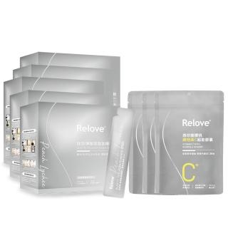 【Relove 官方直營】月太澎彈膠原胜月太精華飲5盒 共25mlX75包+維他命C超能膠囊3包共90顆(加倍澎潤團購組)