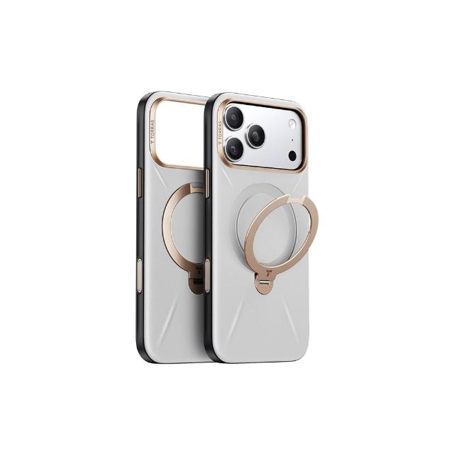 【TORRAS 圖拉斯】Ostand Spin VegSkin iPhone17系列磁吸四象限旋轉支架防摔純素皮革手機殼