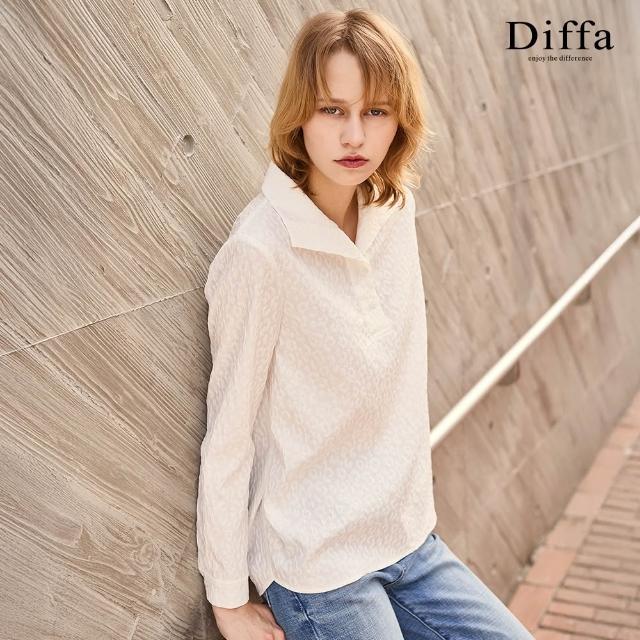 【Diffa】前領開襟泡泡緹花上衣-女