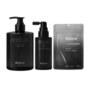 【Relove】黑泌肽12%外泌體養髮 洗噴膠囊3件組(洗髮精+12%養髮液+絲密膠囊60顆)頭皮水 頭皮護理 頭皮精華