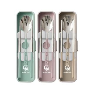 【GREEN BELL 綠貝】316食光漫旅餐具組-2入組(含筷子/湯匙/收納盒 耐摔 耐用 隔熱防燙)