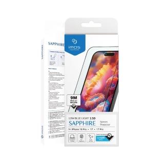 【iMos】iPhone 17 系列 9M 滿版藍寶石RPF80低藍光螢幕保護貼(德國萊因認證/9M藍寶石/低藍光)