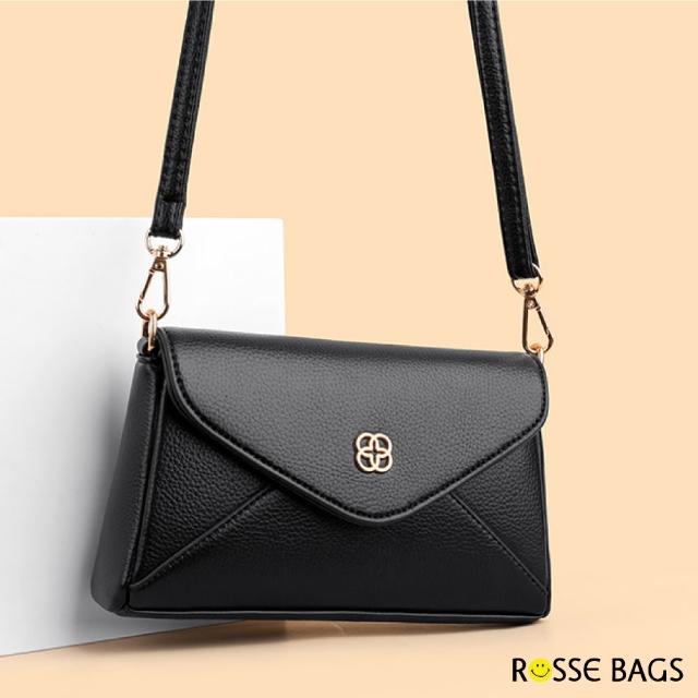【Rosse Bags】素面簡約質感軟皮手拿包 肩背包 單肩包(黑色／紅色／紫色／卡其色)