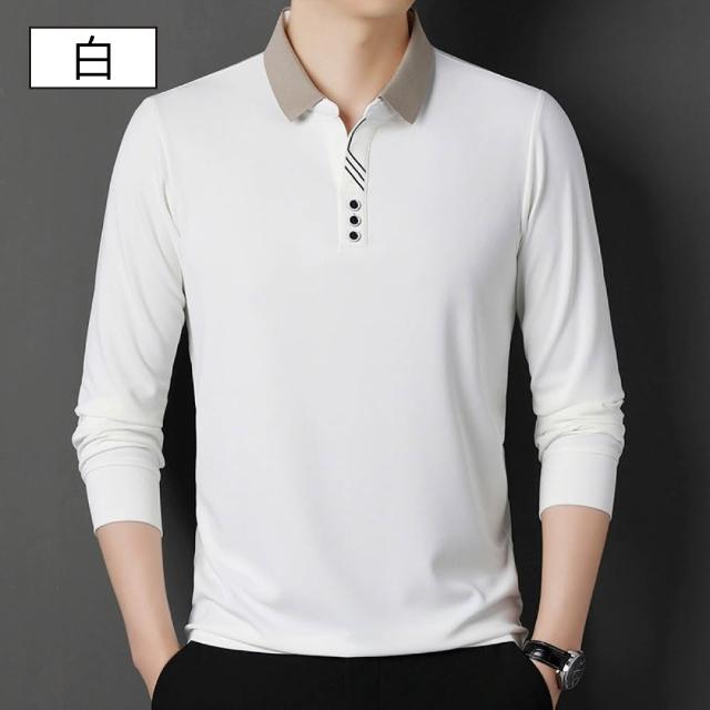 【NEW FORCE】輕商務純色翻領長袖POLO衫(長袖POLO衫/長袖上衣/保暖上衣/休閒上衣)