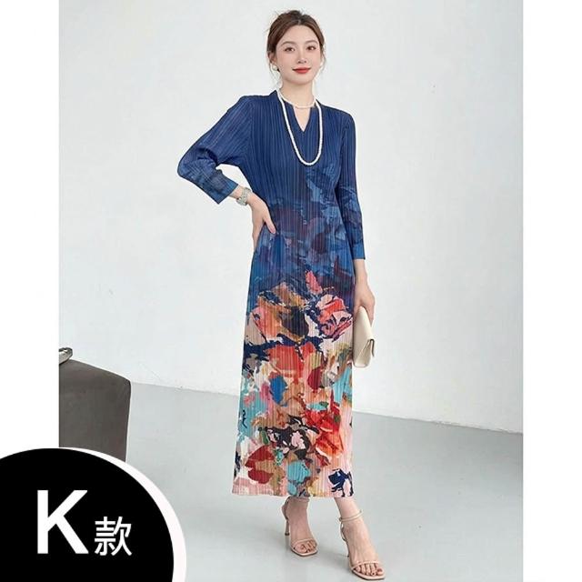 【K.W.】MOMO限定韓國三宅風秋新品首發輕褶衣洋裝(壓褶 中大尺碼 小禮服 小香風)